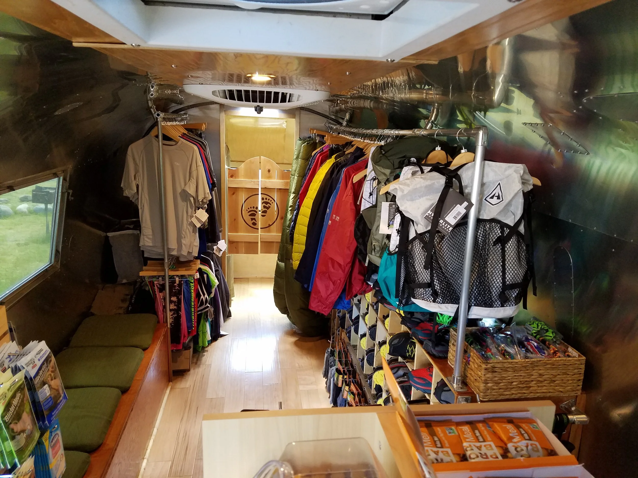 Inside the Airstream gear shop! Super cool setup