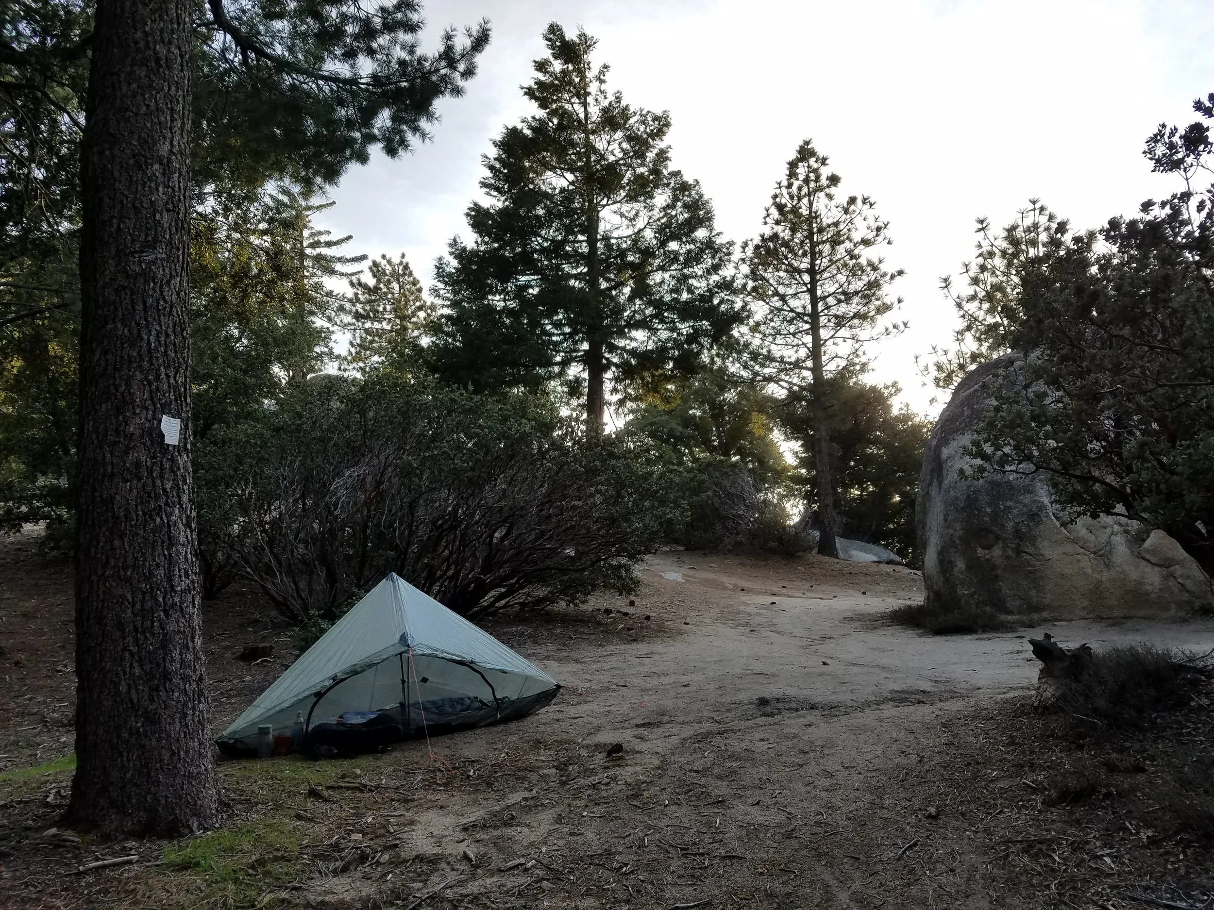 Camp before the unknown conditions on Taquitz Peak