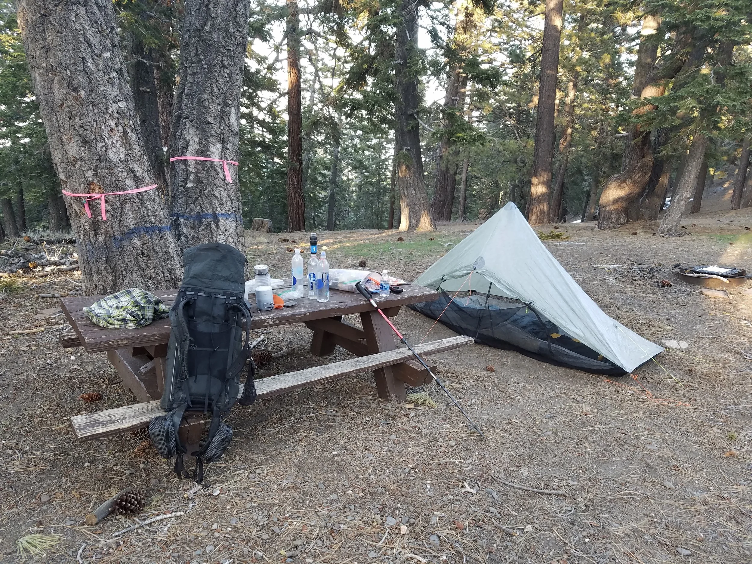 Camp for the night at the deserted Blue Ridge Campground.