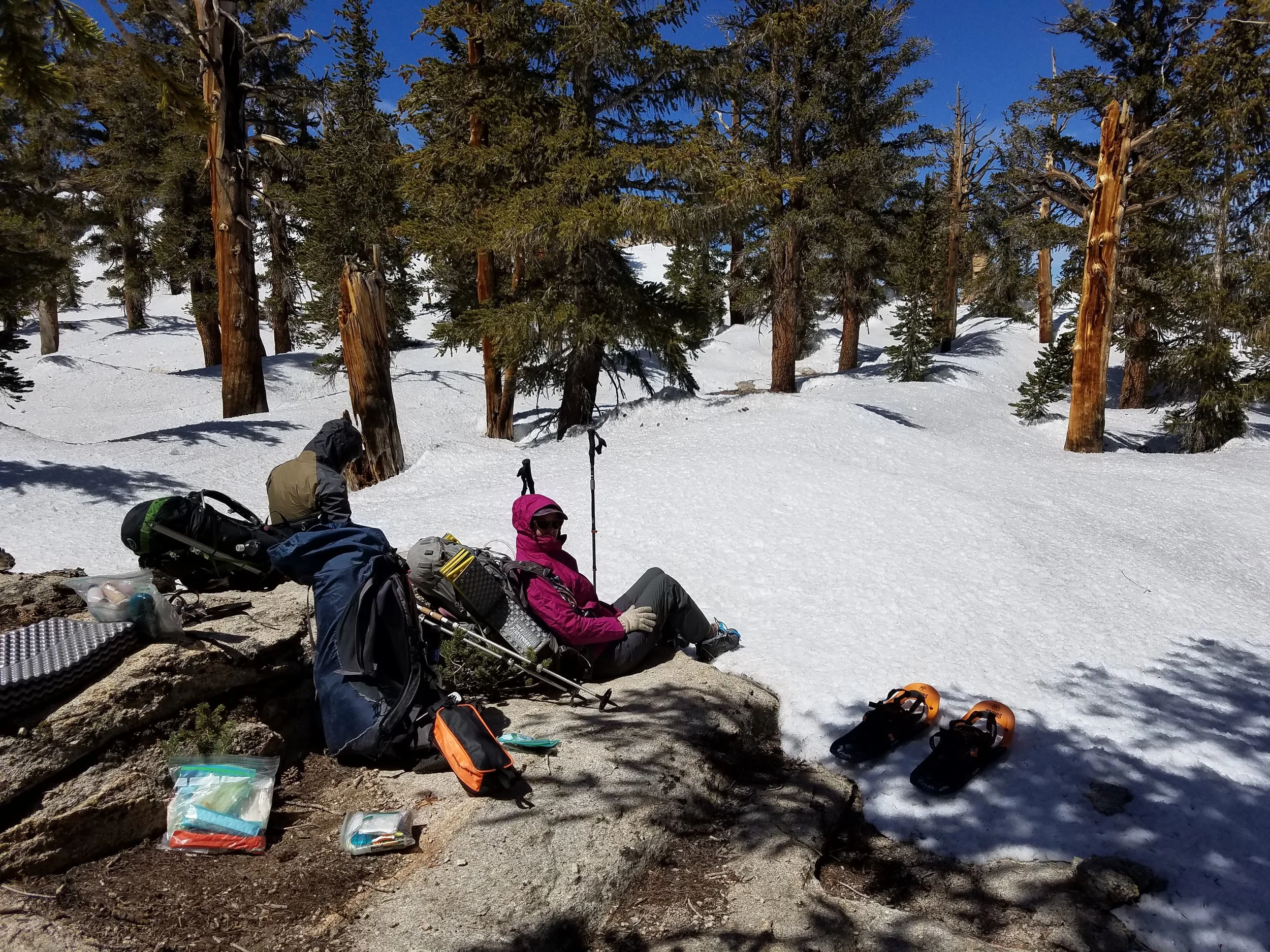 Luxurious dry rock for our lunch stop at our new highest elevation, 10,700 feet.