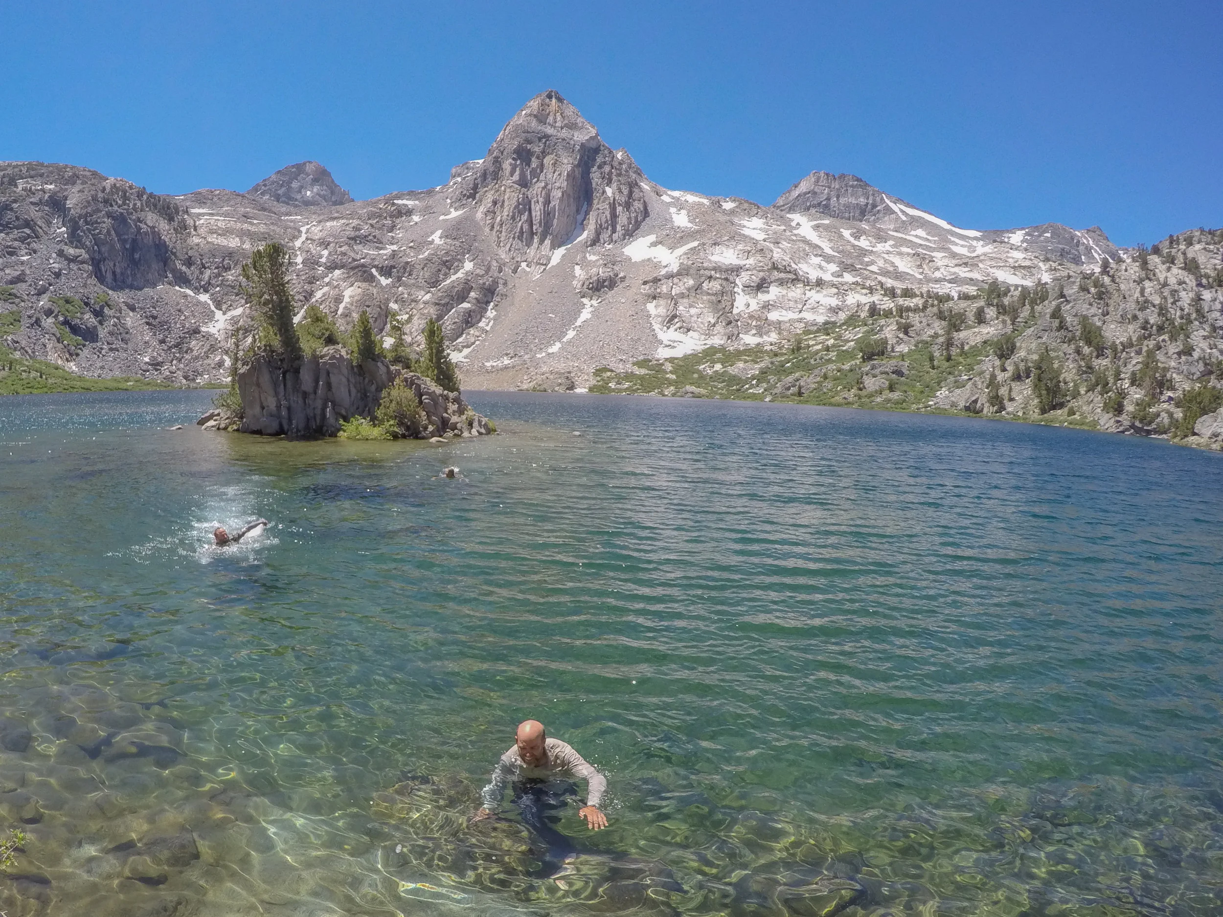 June 2016 - Going for a nippy swim in Rae Lakes with Melanie and my Dad.