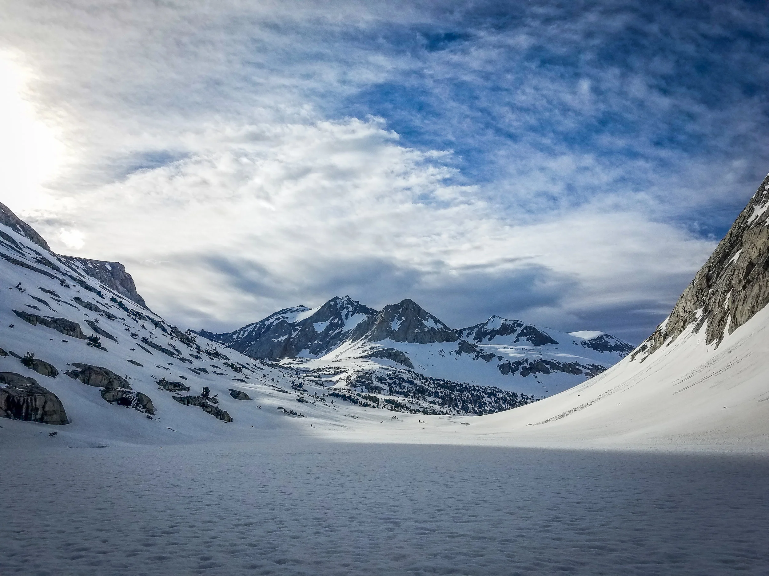 Looking back at Palisades Lake Basin.