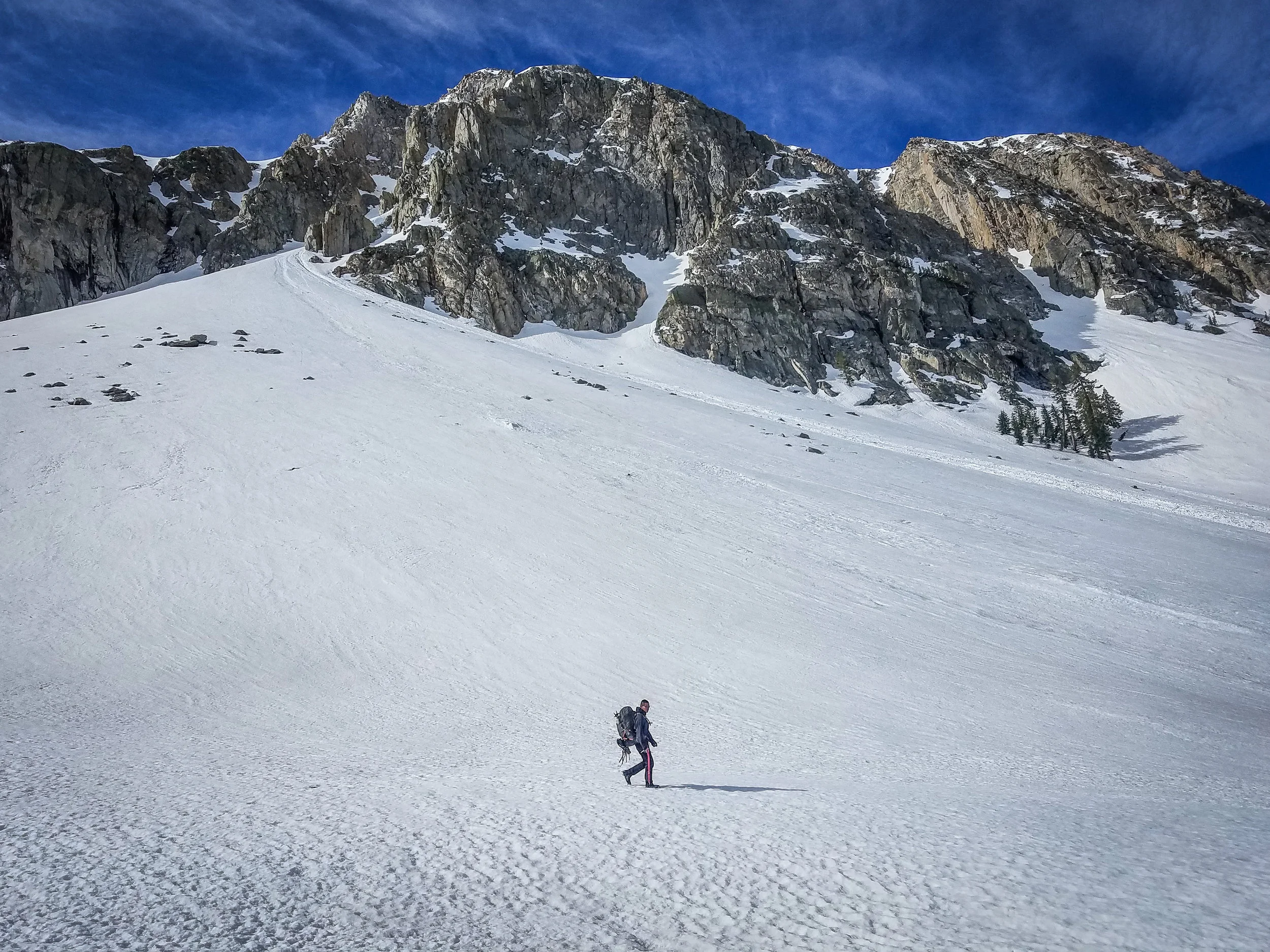 Amped strolling below the Golden Staircase. He's directly above Palisade Creek in this photo.
