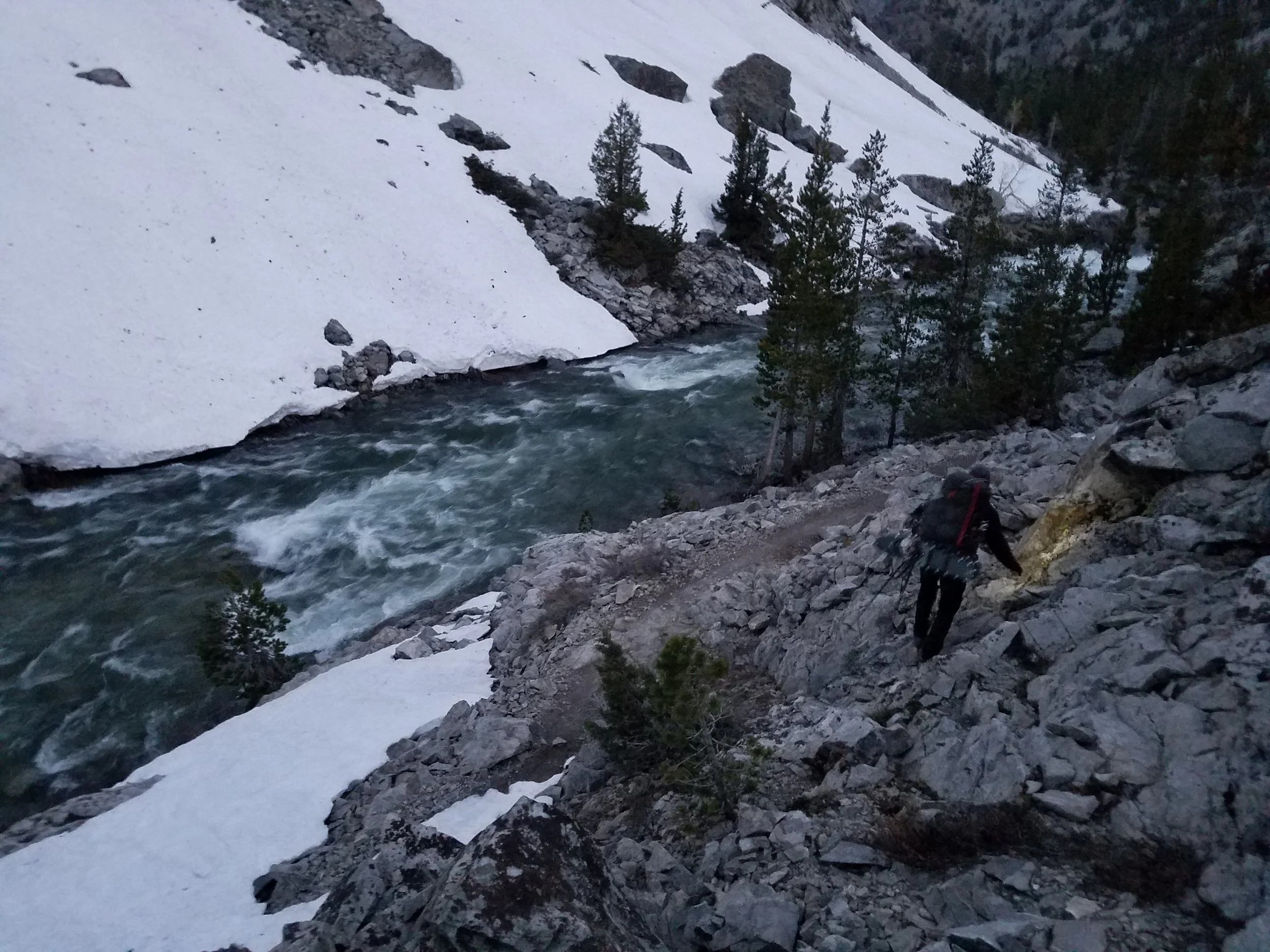 Early morning scrambling above the trail.
