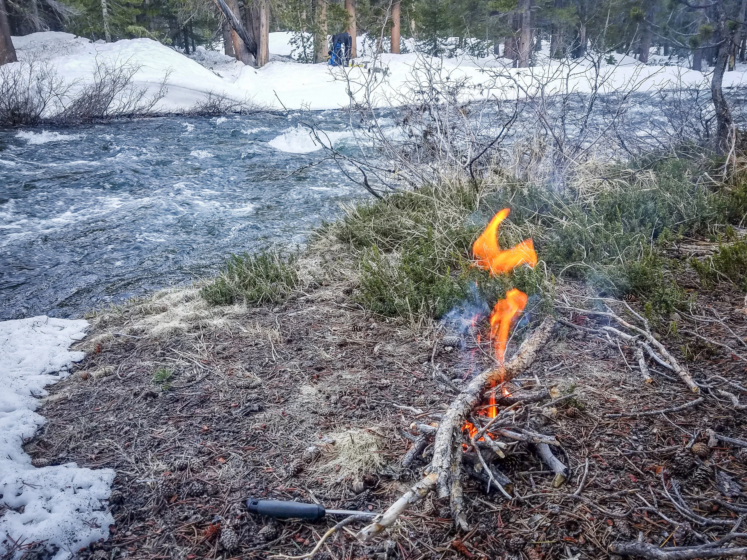 Our savior next to Bear Creek. Thor's pack can be seen on the other bank.