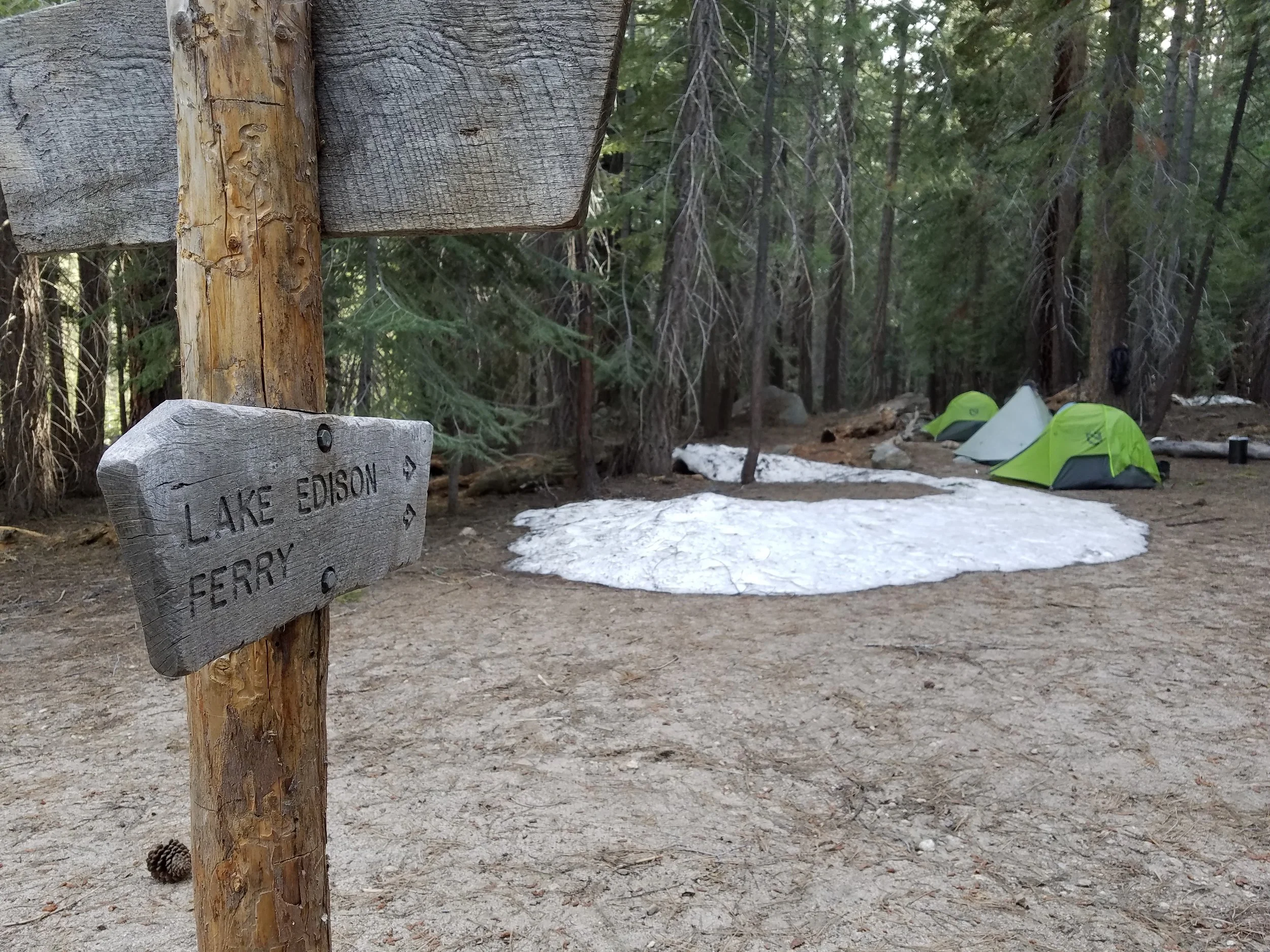 Camp on trail for the night. This might not go over so well in July...