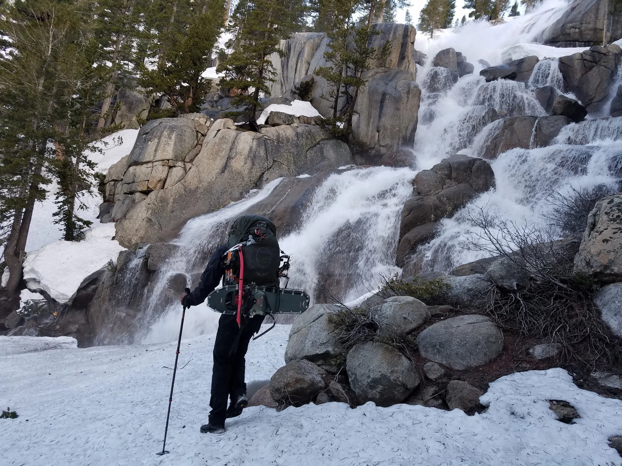 Amped stepping up to the intimidating Silver Creek falls.