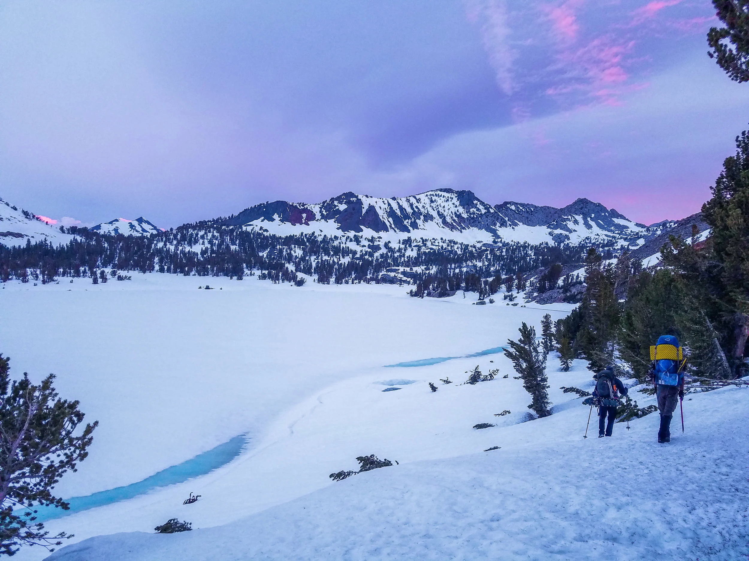 Thor and Amped headed down to walk across the frozen Virginia Lake with nature showing off above us.