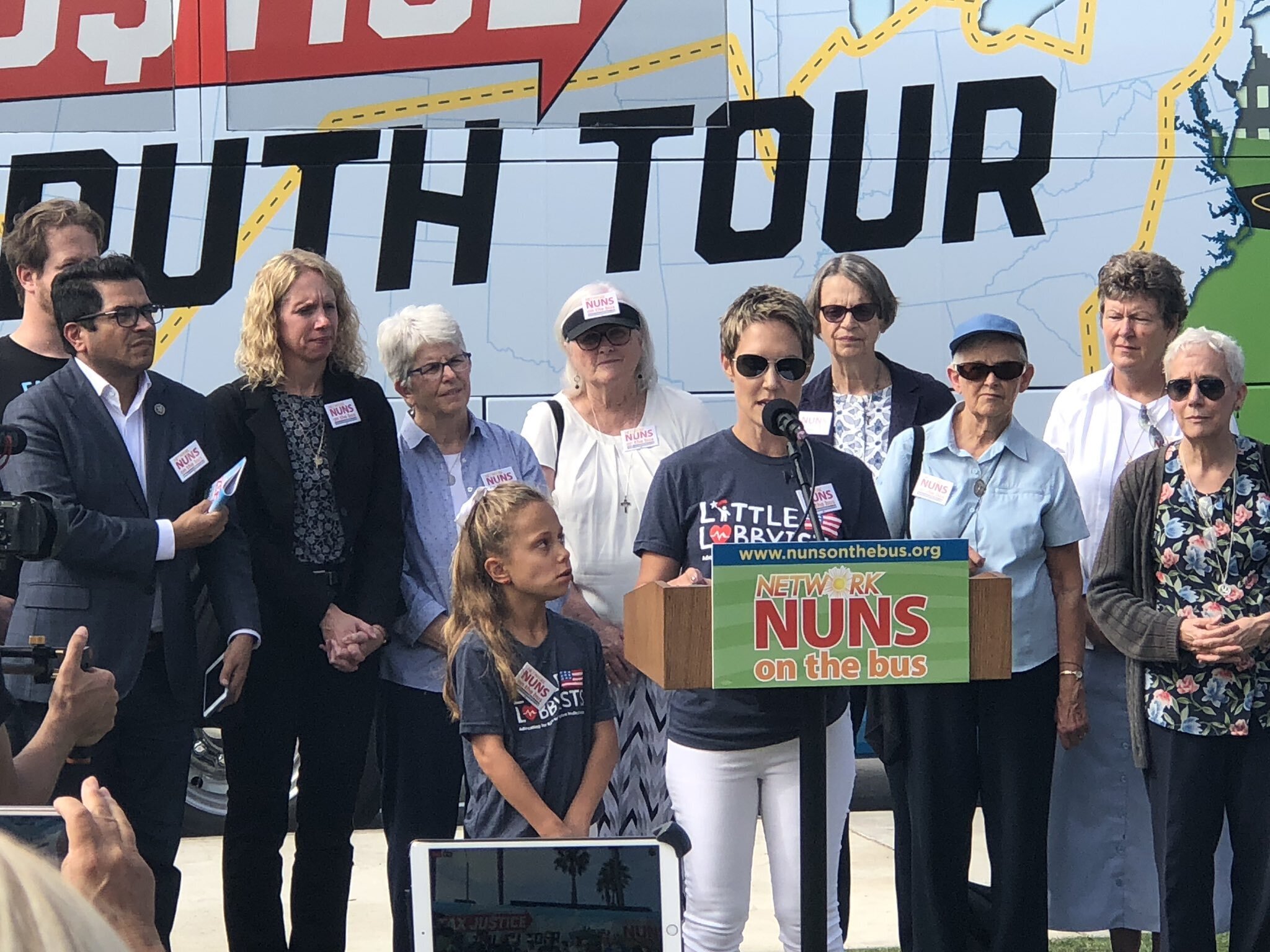 Angela and Myka at the Nuns on the Bus tour stop in CA