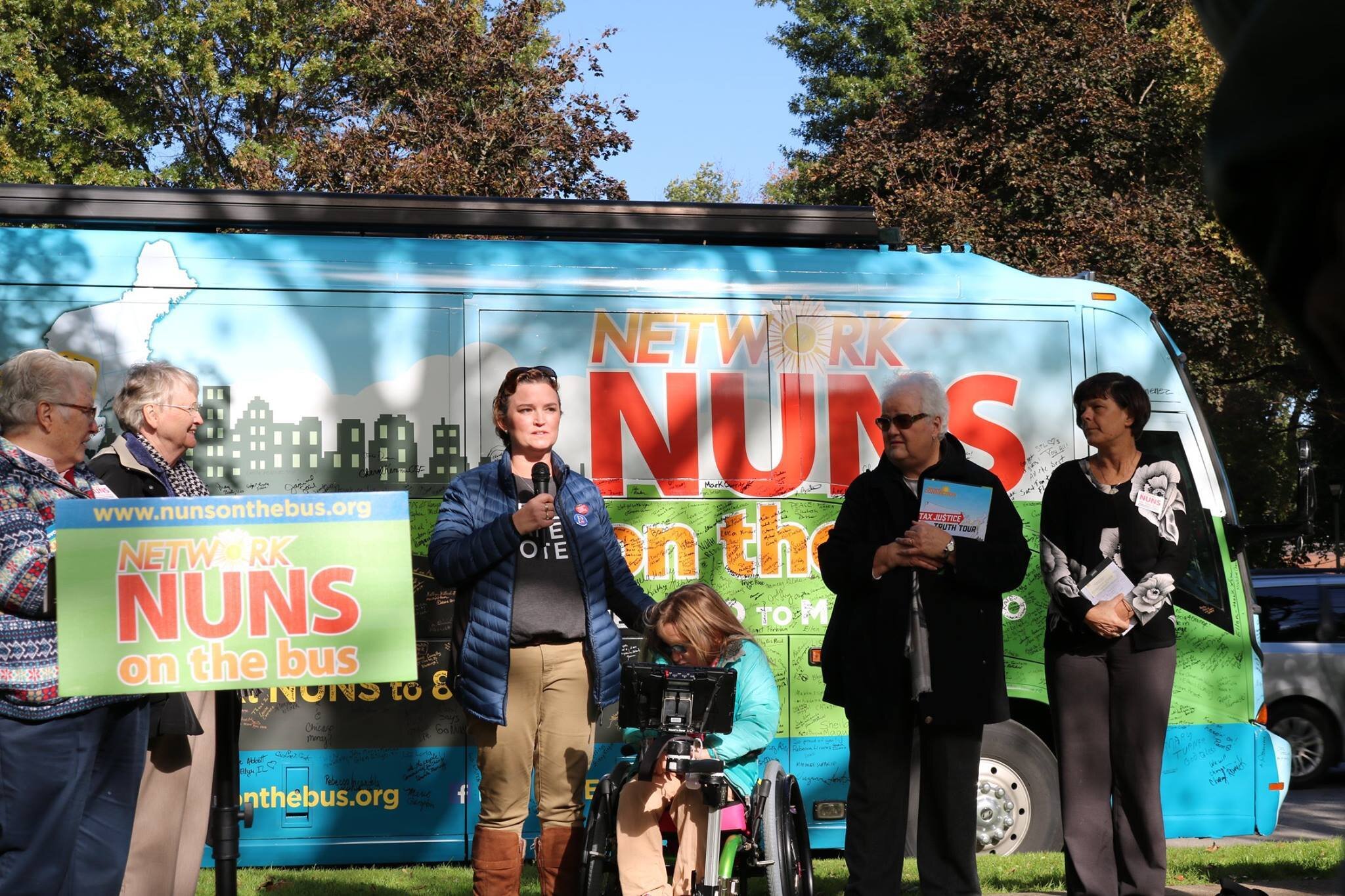 Erin Gabriel speaks at the Nuns on the Bus tour