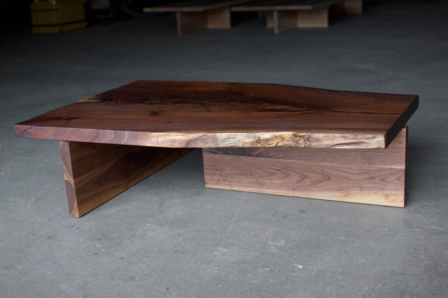 Solid Walnut Coffee Table Concept complete // You asked for more ship-ready items, and although it won&rsquo;t be often between semi-custom item orders and fun bigger jobs, inspiration strikes and here we are. 
55L x 35-25W x 14H&rdquo; 
$1950 
One a
