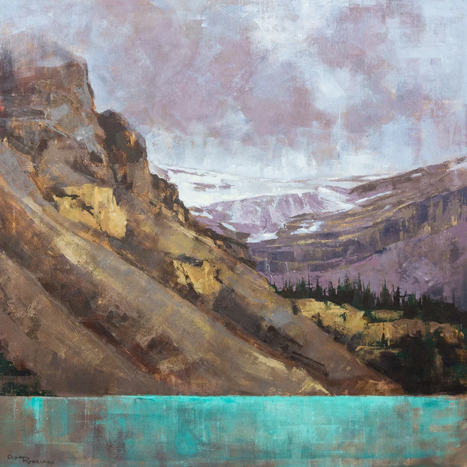 olga rybalko painting landscape banff jasper bow lake turquiose