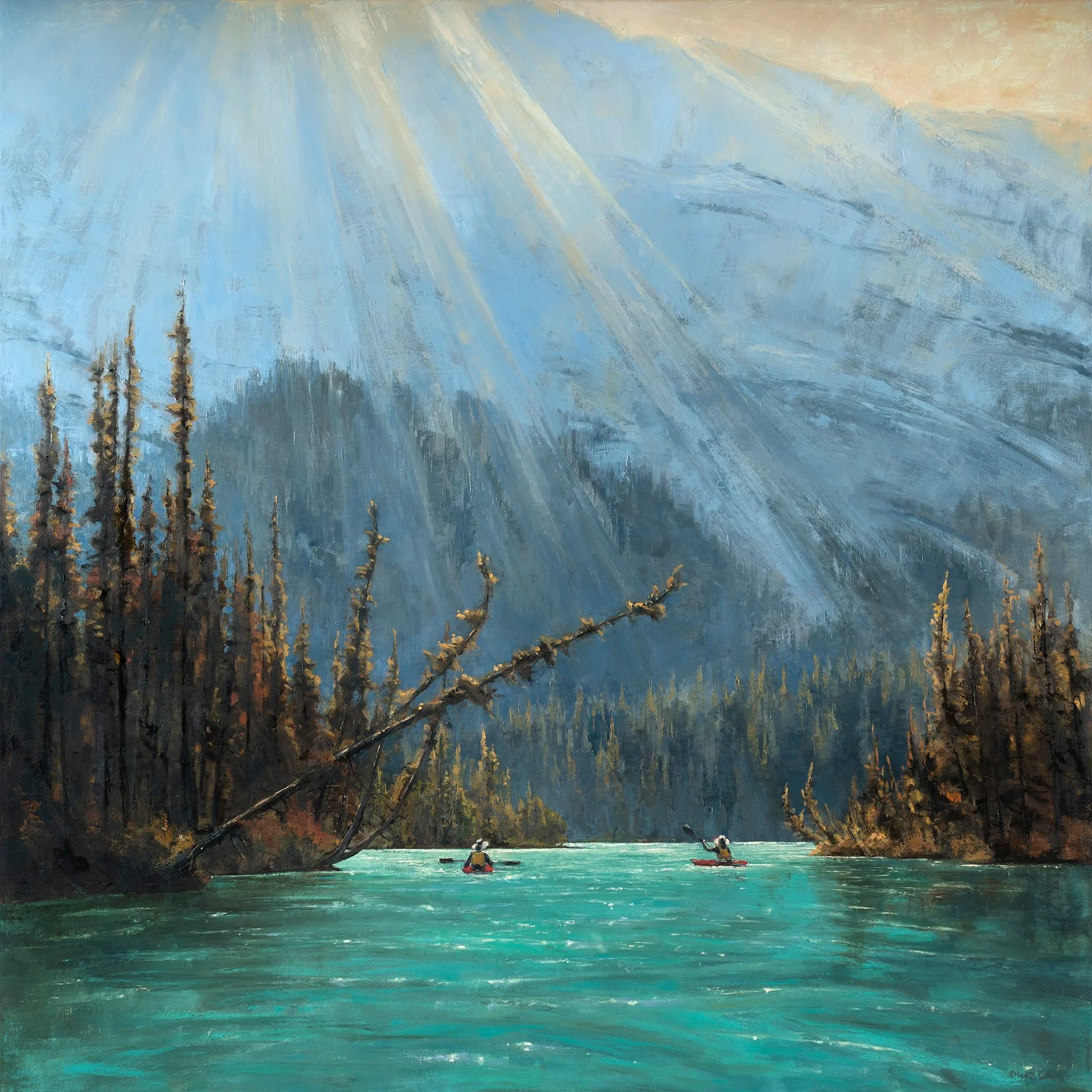 olga rybalko oil landscape painting red kayaks.jpg