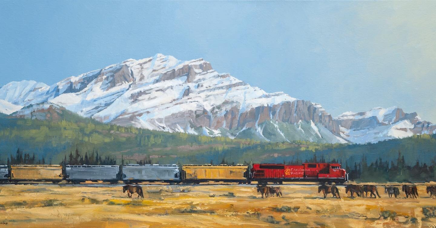 When this landscape first caught my eye, I couldn't help but appreciate the contrast between industry, nature, and colour. I just had to capture it. 
&quot;Old Lands and New Beginnings&quot;
18. 5 x 38 inches

#landscapepaintings #oiloncanvas #contem