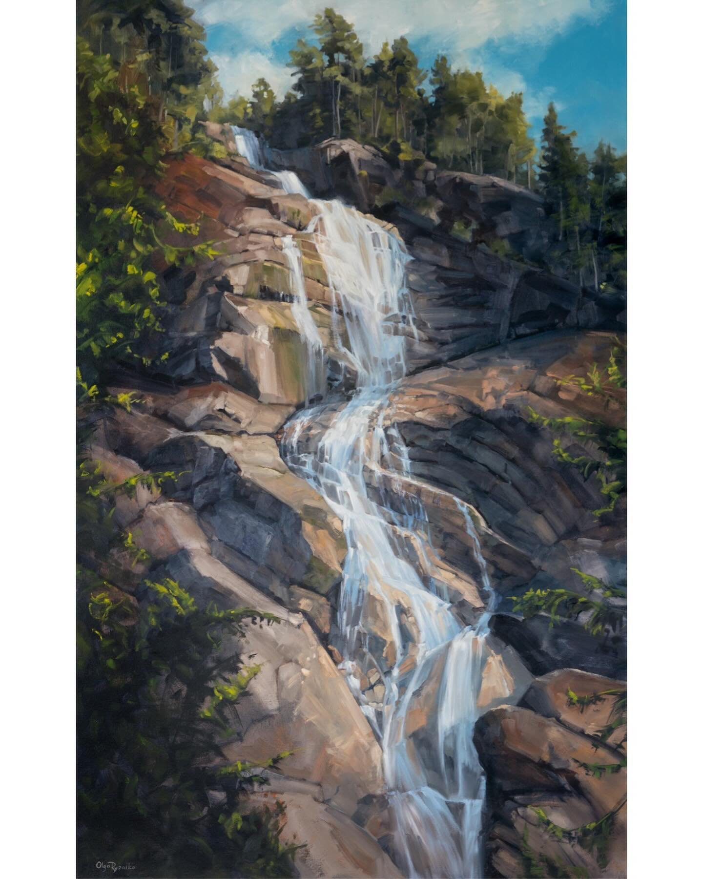 Here&rsquo;s a closer look at this painting of Shannon falls. It&rsquo;s a beloved subject among Canadian painters for its natural beauty, and this is my version of it. 
Swipe for details. 

48&rdquo;x30&rdquo;, oil on canvas
.
#shannonfallsbc #oilpa