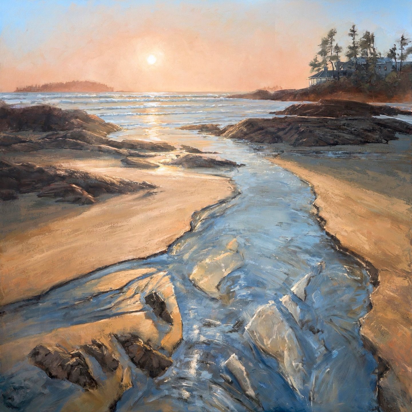 This is a look back at one of my favourite commissioned pieces from 2022: a 48&rdquo; x 48&rdquo; seascape capturing Chesterman Beach in Tofino. 

There is nothing like the light and the mist of Tofino to fuel the creative process. I am definitely lo
