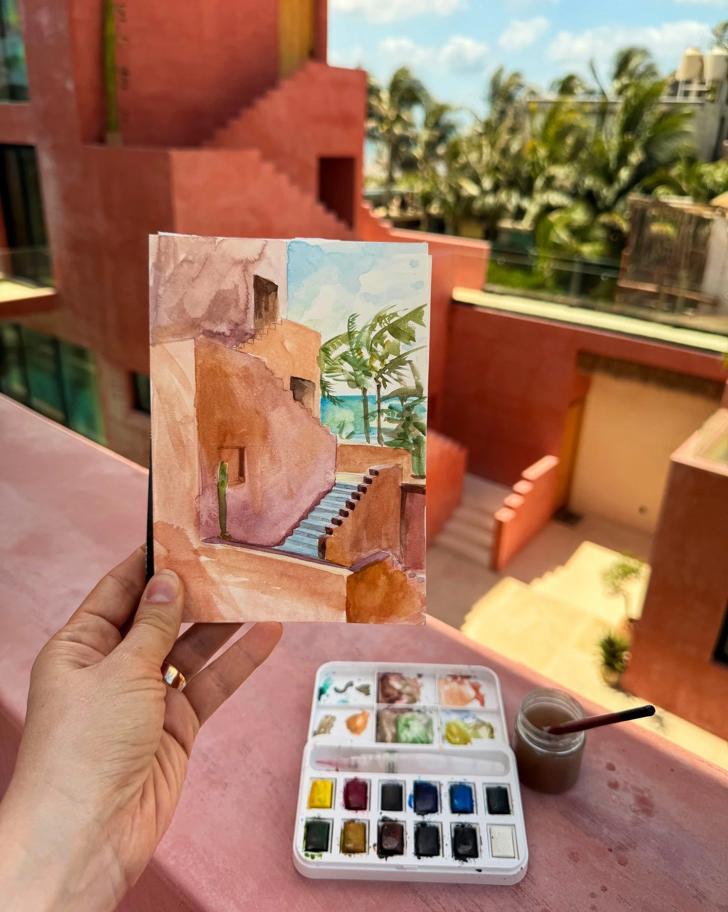 Another sketch from my recent trip to Mexico. I've been experimenting with watercolour lately, and while I'm still very much figuring it out, there's something very useful about working in a different medium. It flips the process on its head, and ste