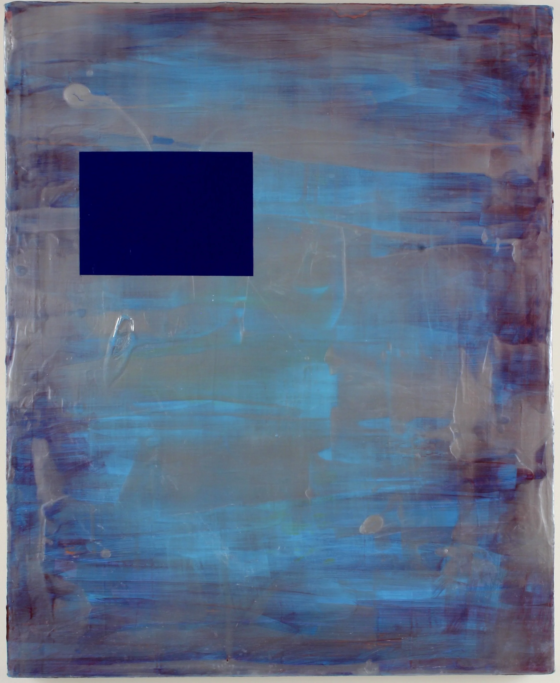 "Untitled (Mañana Azul)" — Acrylic & Enamel on Canvas  27” x 22” 2022