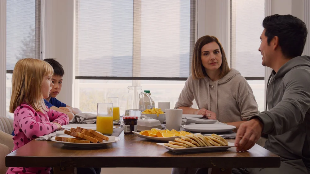 Family breakfast scene in a Johnston’s commercial