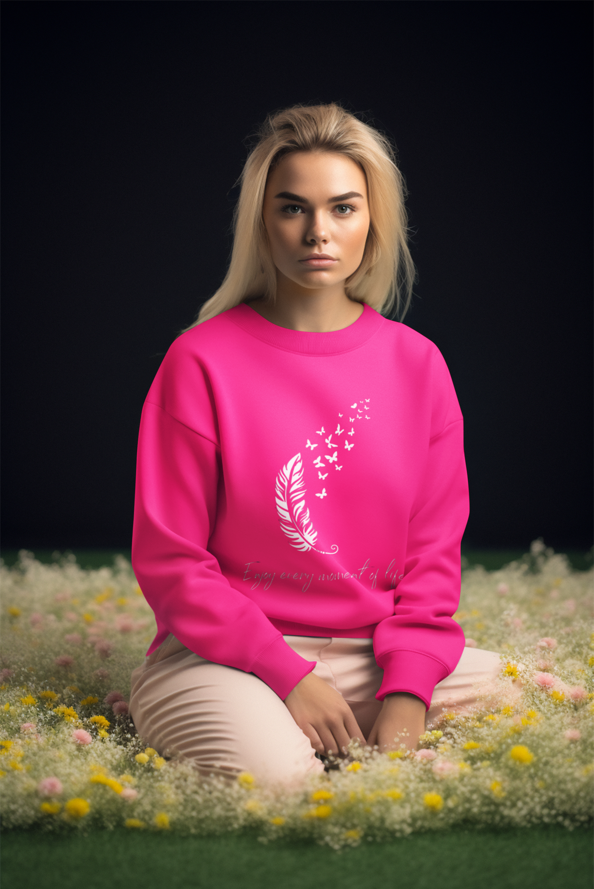 sweatshirt-mockup-featuring-an-ai-generated-woman-sitting-on-the-ground-with-flowers-m33780.png
