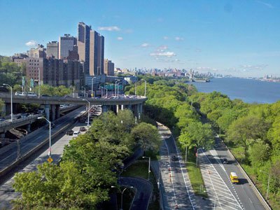  New York Presbyterian, Hospital, Henry Hudson Parkway and West Side Highway from the Manhattan side bicycle ramp 