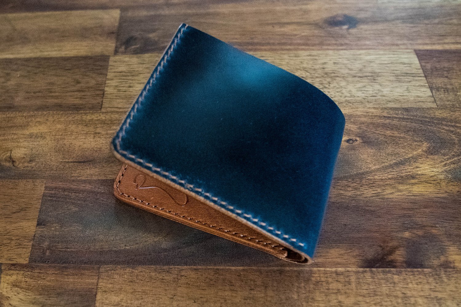 Shell Cordovan And Kangaroo Leather Wallet - Navy Blue — Rose 