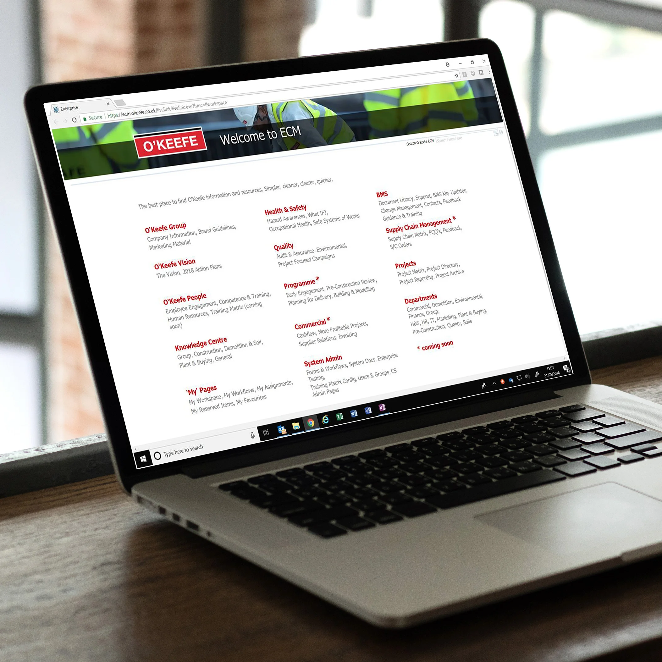 O'Keefe - website on laptop
