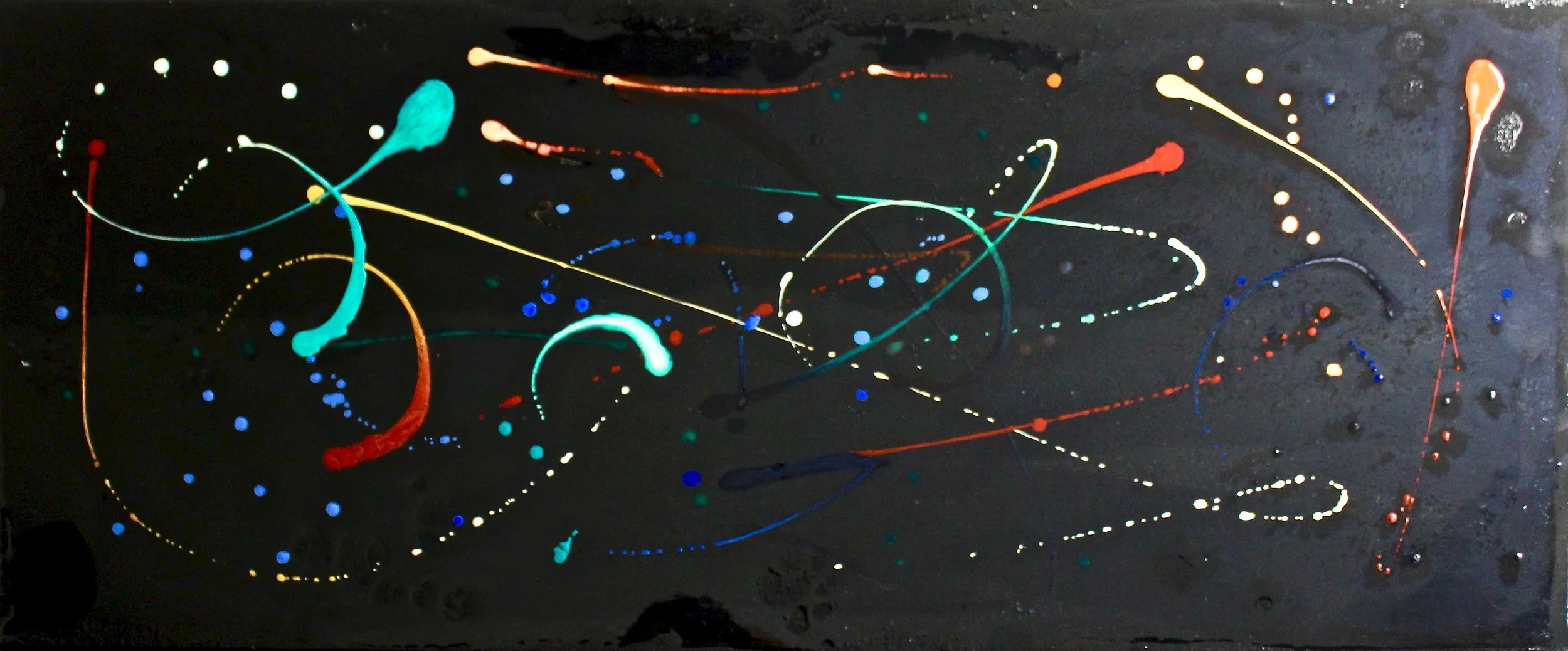 Stardust - 2017 mixed media; wax, acrylic and resin on canvas 40.5cm x 101.5cm