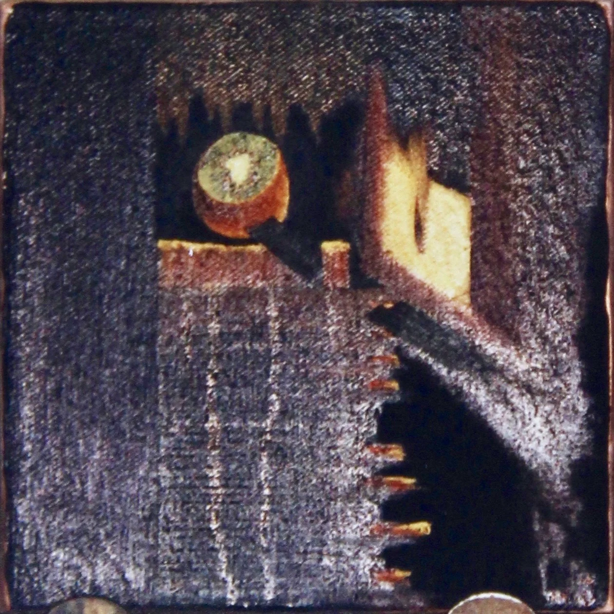 Kiwi Cortado - 1997 oil on canvas 30cm x 30cm (sold)