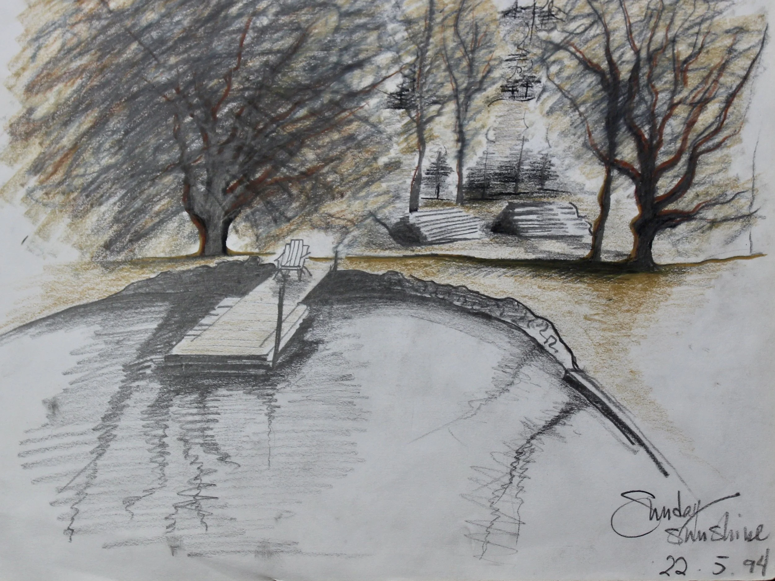 Mansfield Pond - 1999 pencil on paper 20cm x 26cm