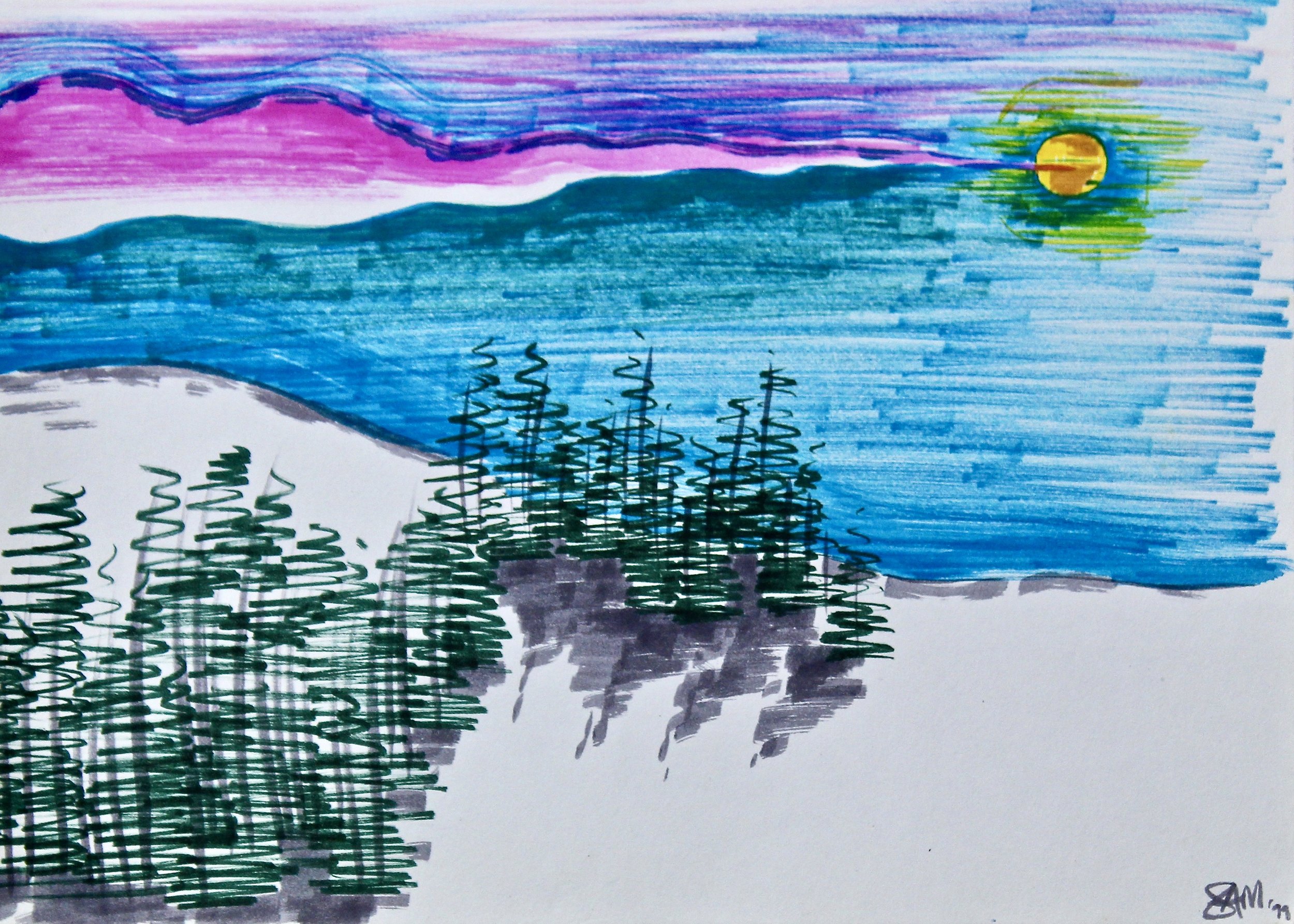 Visiting Jack Rabbit - 1989 coloured marker on paper 20cm x 26cm