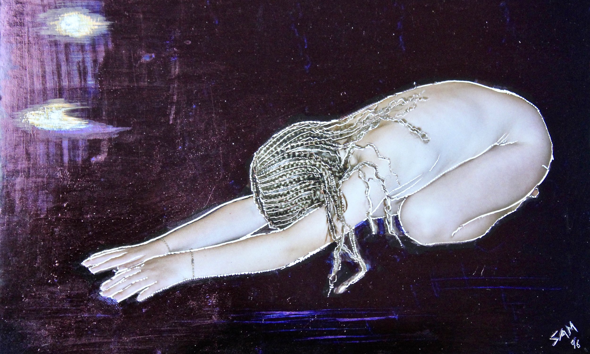Keeping Tabs - 1996 photograph and acrylic on acetate 5cm x 15cm