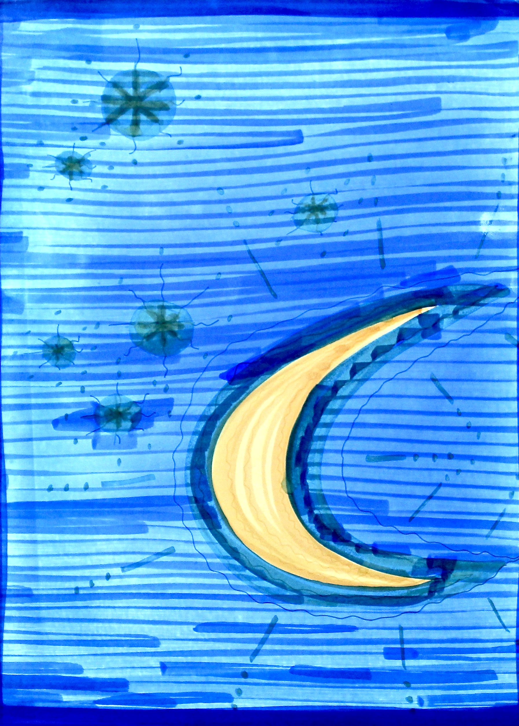 Sleep Now - 1997 coloured marker on paper 10cm x 26cm