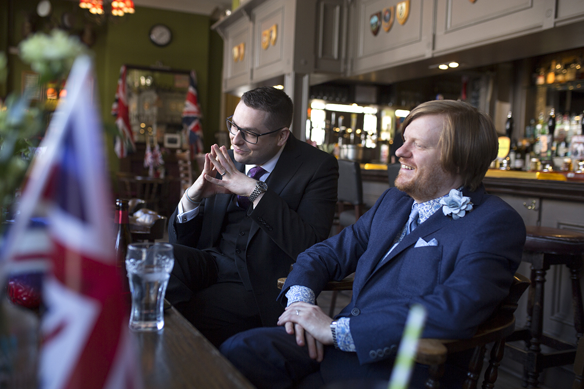 Groomsmen at the pub Sophie Lake Photography