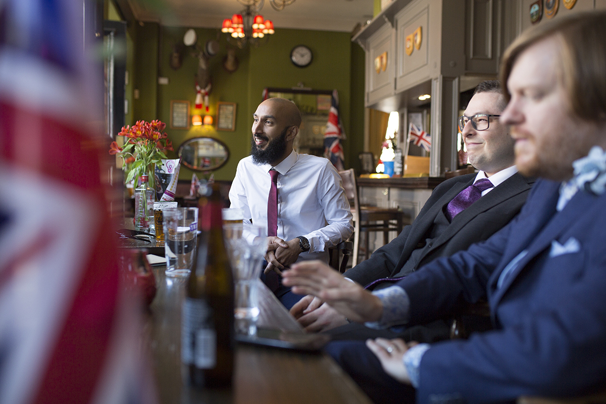Groomsmen at the pub Sophie Lake Photography