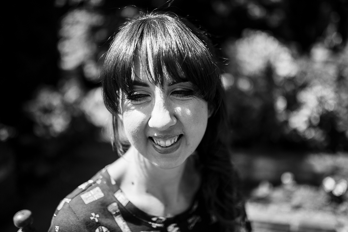 bride smiling black and white Sophie Lake Photography