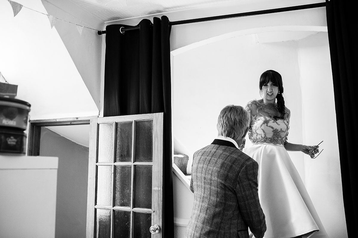 Black and white Father and bride Sophie Lake Photography