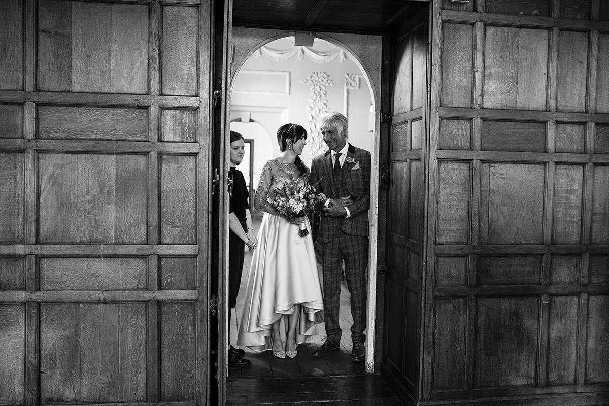 Bride and father waiting Sophie Lake Photography