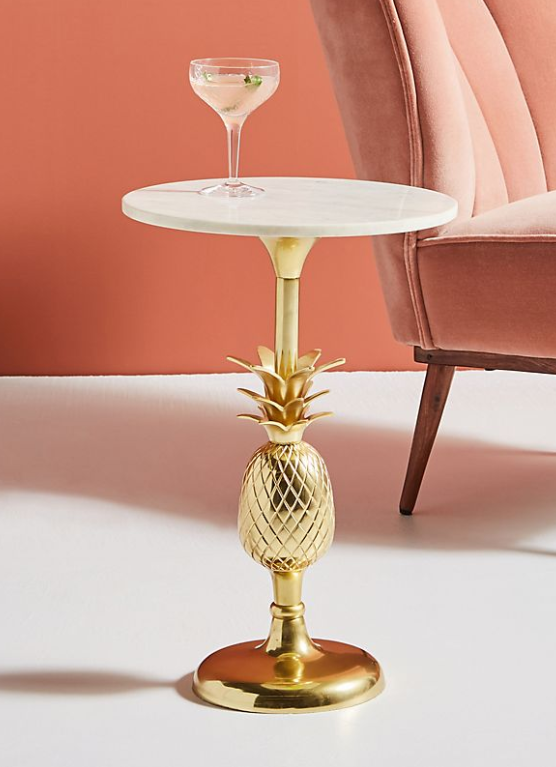 Pineapple Pedestal Side Table