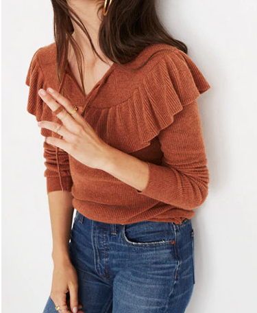 Madewell Ruffled Tie-Front Pullover