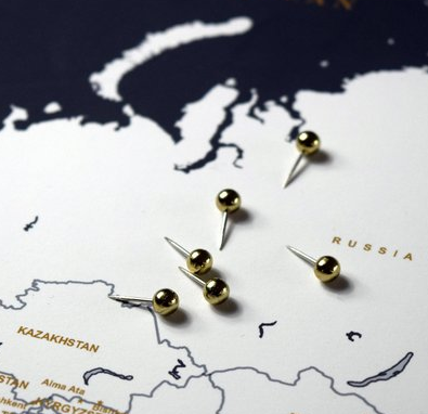 Gold Map Push Pins