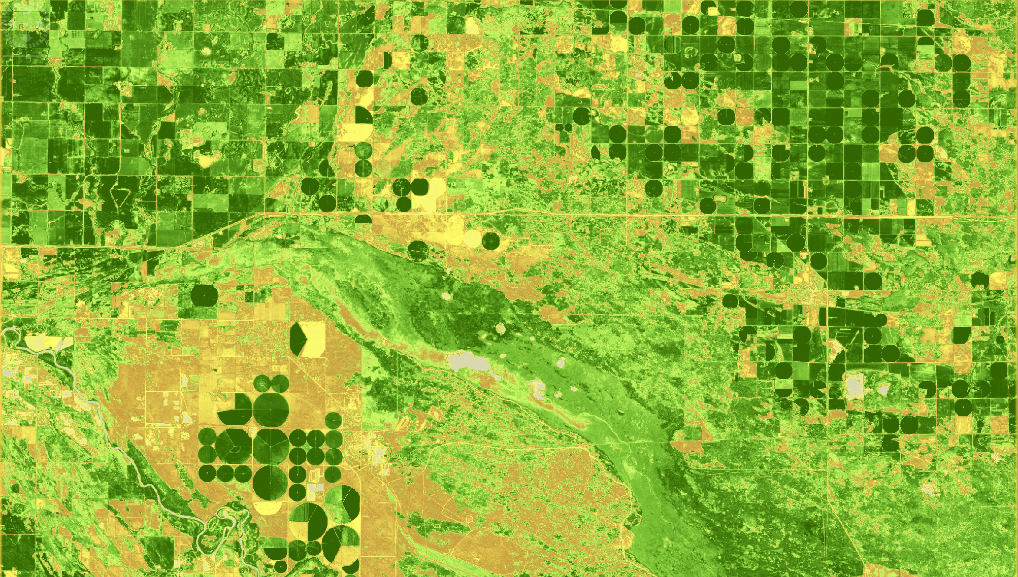 Normalized Difference Vegetation Index (NDVI) at 10 m resolution near Brandon, MB, July 23, 2017. Copyright: contains modified ESA data.