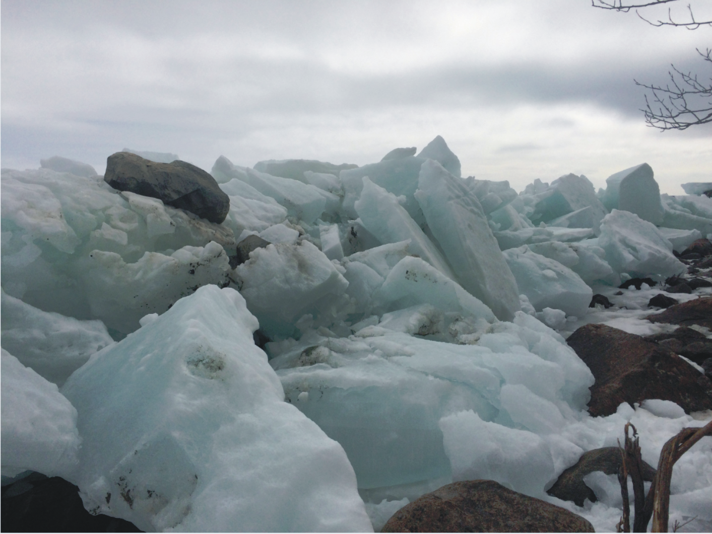 "Push ice" or "shove ice" encroaches on shorelines and can result in property damage. NextGen can detect this change from space.