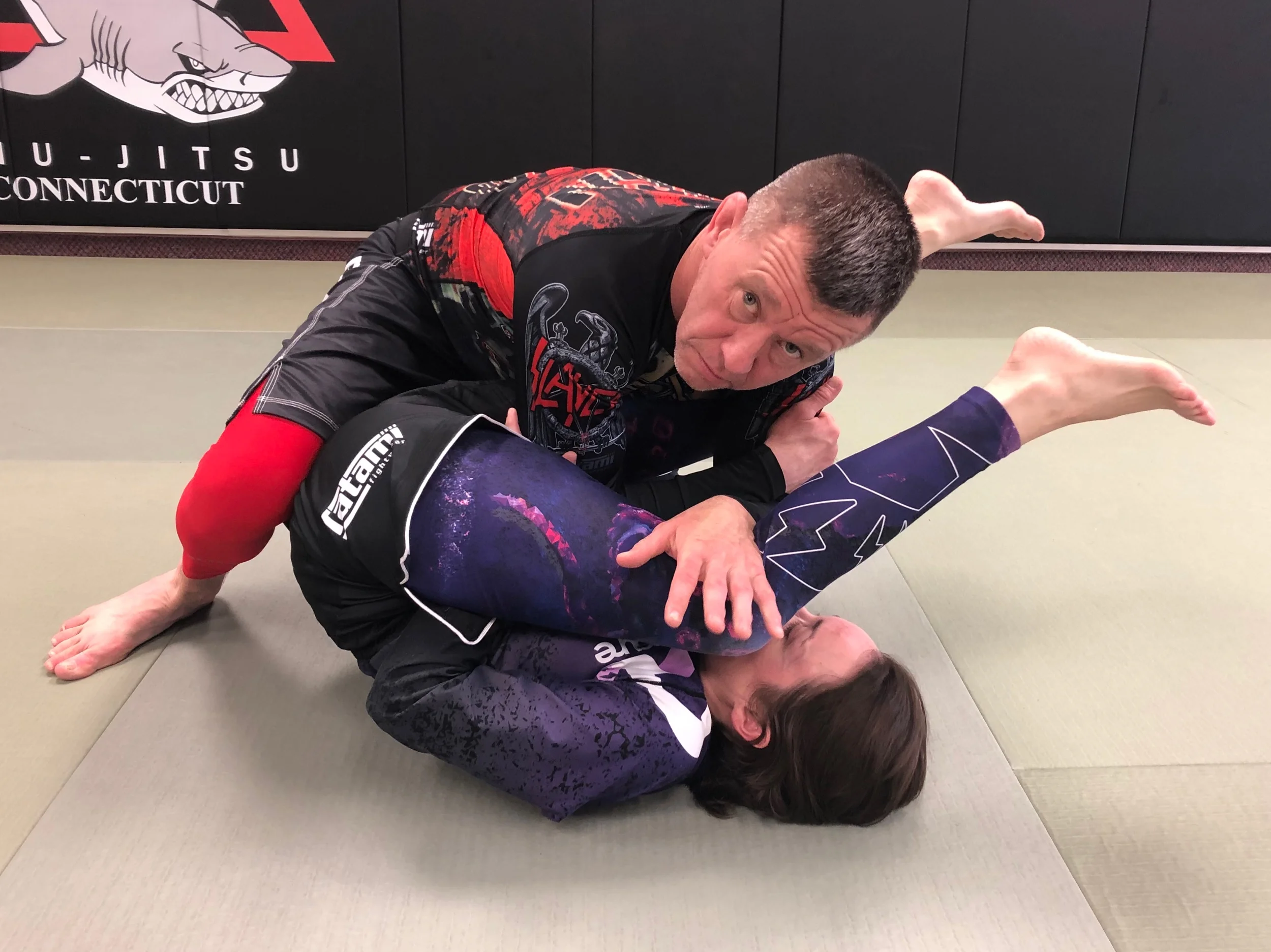Spinning Arm Bar from Guard, Defense 1