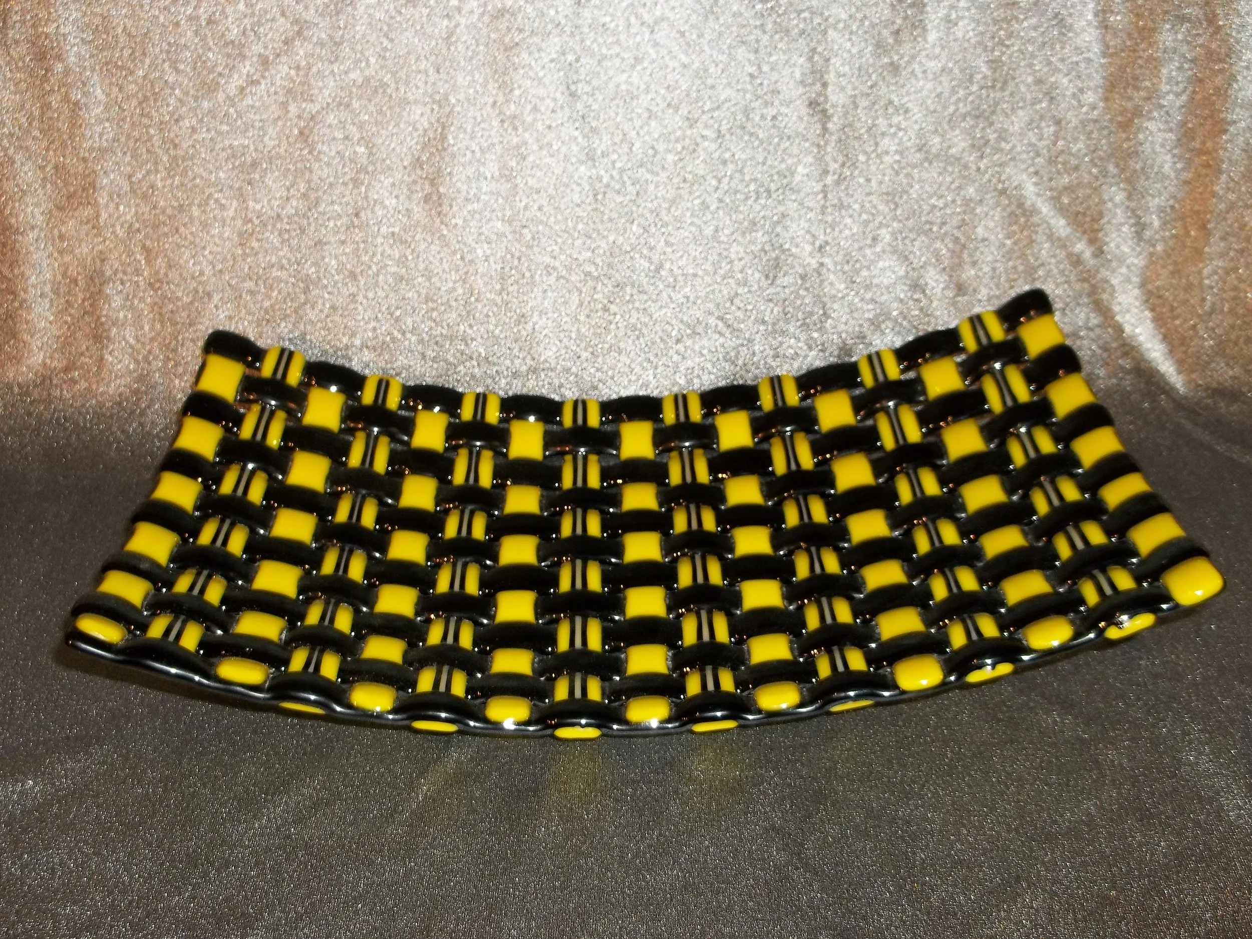 Rectangle Yellow & Black Weave Display Dish