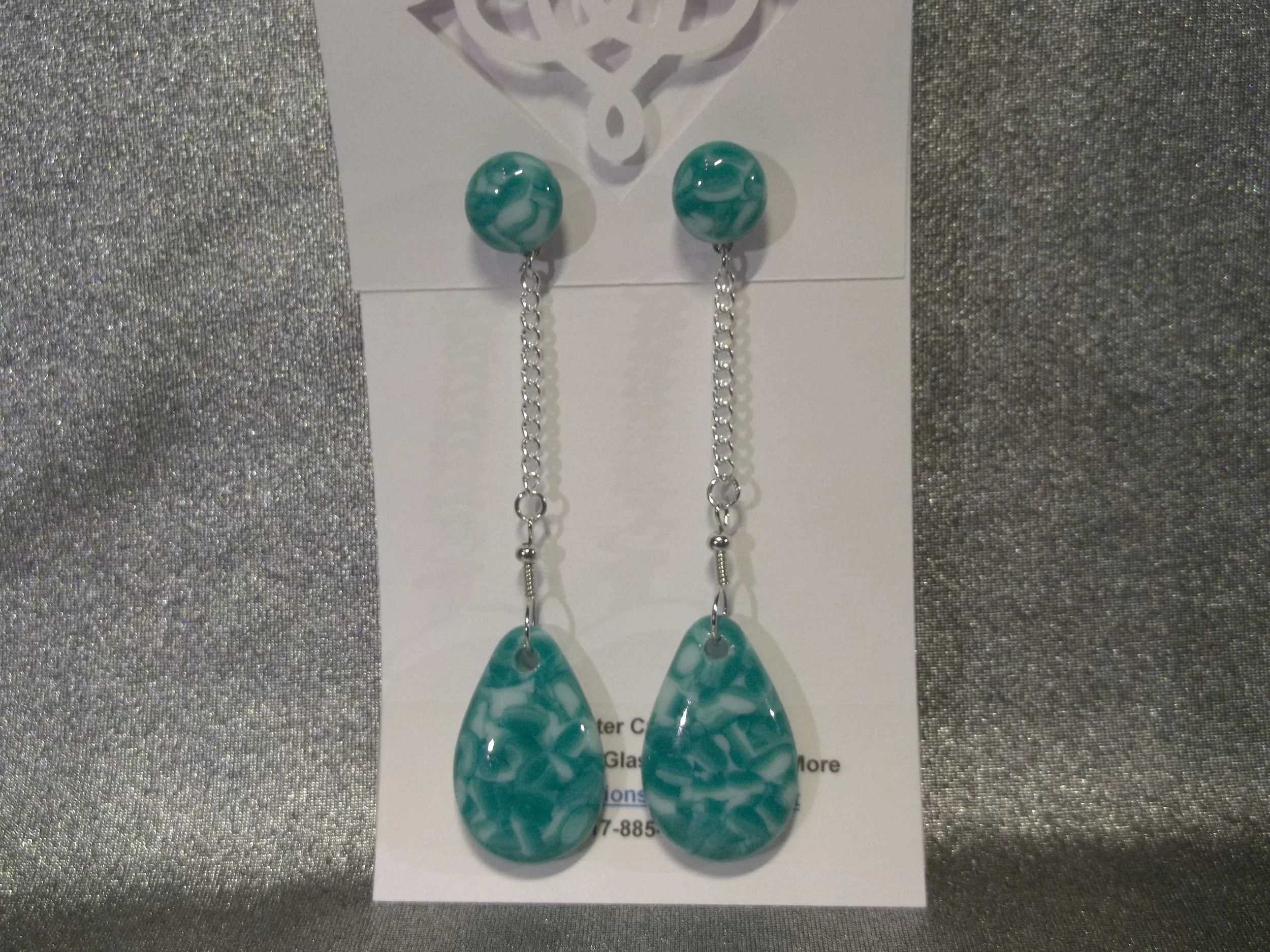 Earring Set Green & White