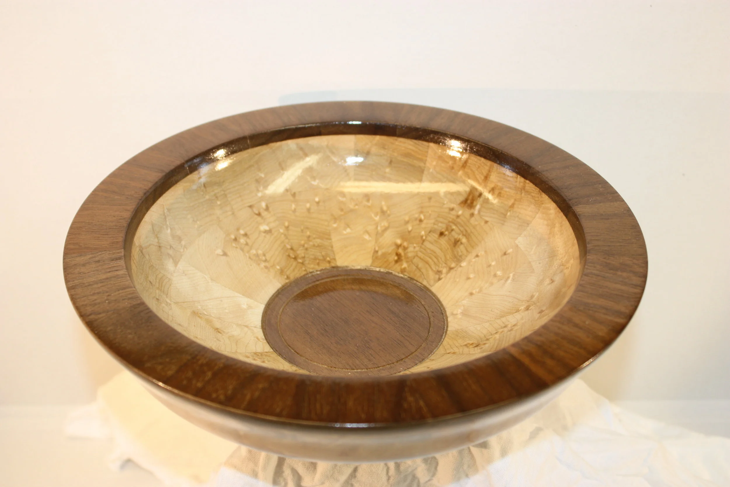Large Segmented Walnut & Birdseye Maple Bowl