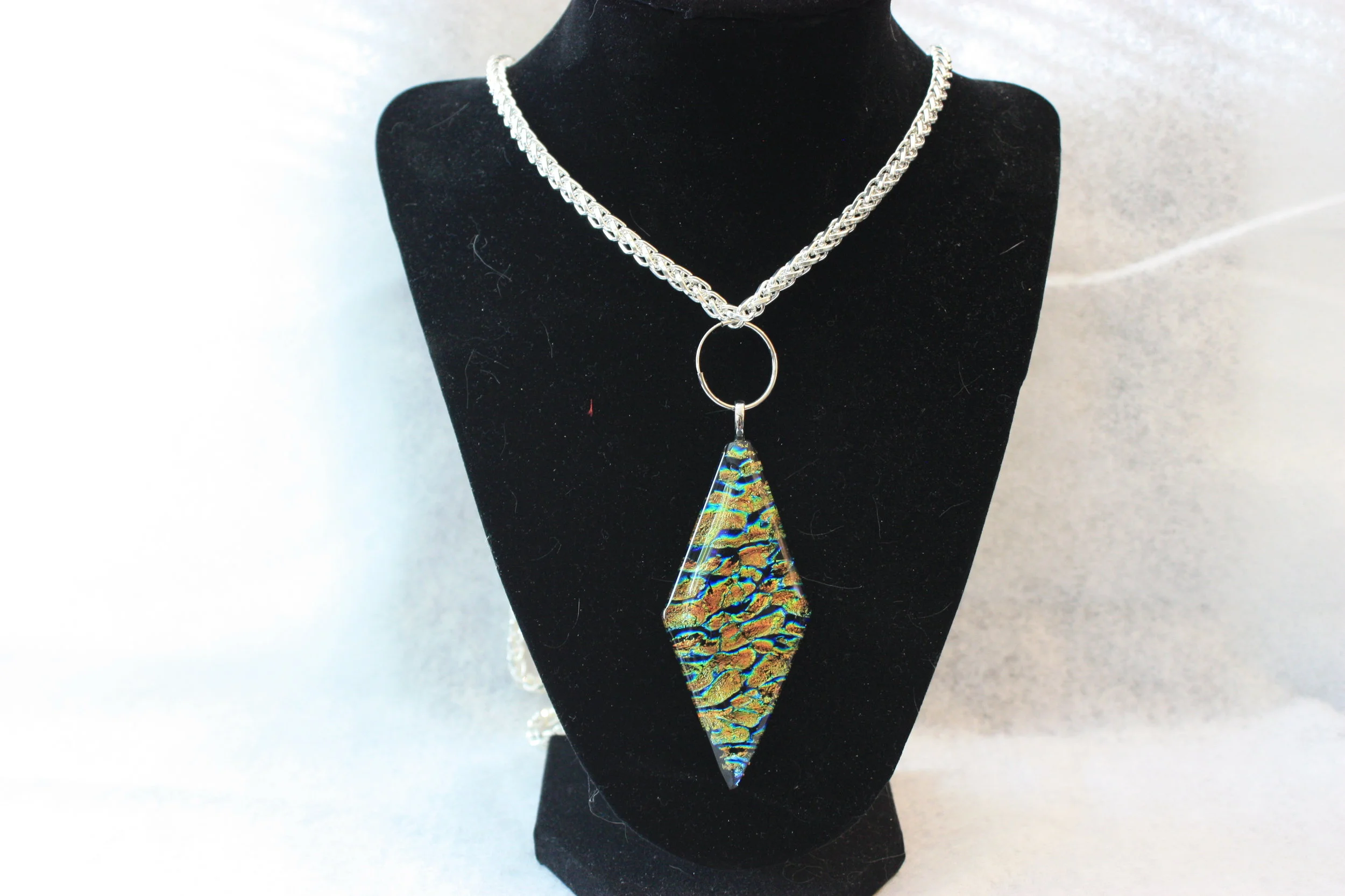Multi Color Diamond Shape Dichroic Pendent