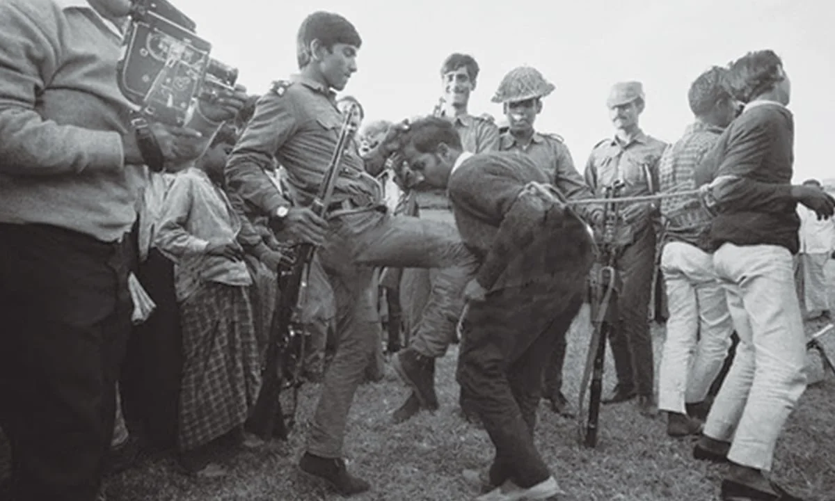 Pakistani soldiers torturing a Bangladeshi liberation fighter in 1971. Image: DAWN