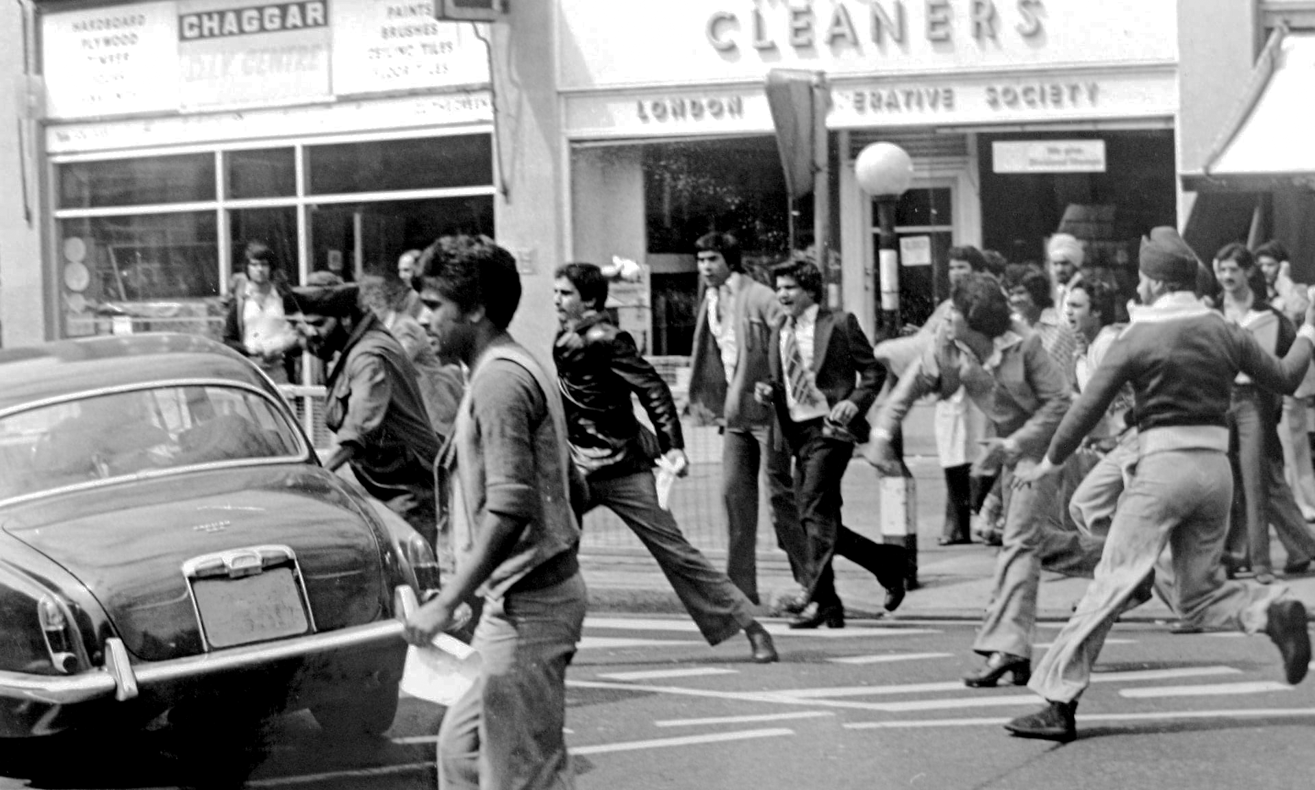 1976: Residents of Southall riot to protest the murder of Gurdip Singh Chaggar. Despite the presence of the influential IWA (Southall), the youth went on to form alternative organizations that believed in militant direct action. Image: Guardian